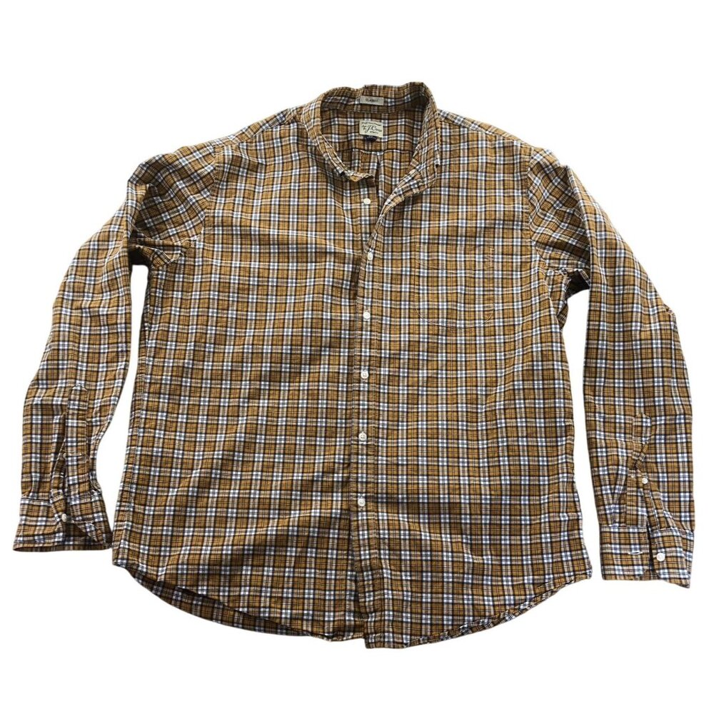 J. Crew Mens Shirt XL Long Sleeve Secret Wash Stretch Classic Plaid Button Down
